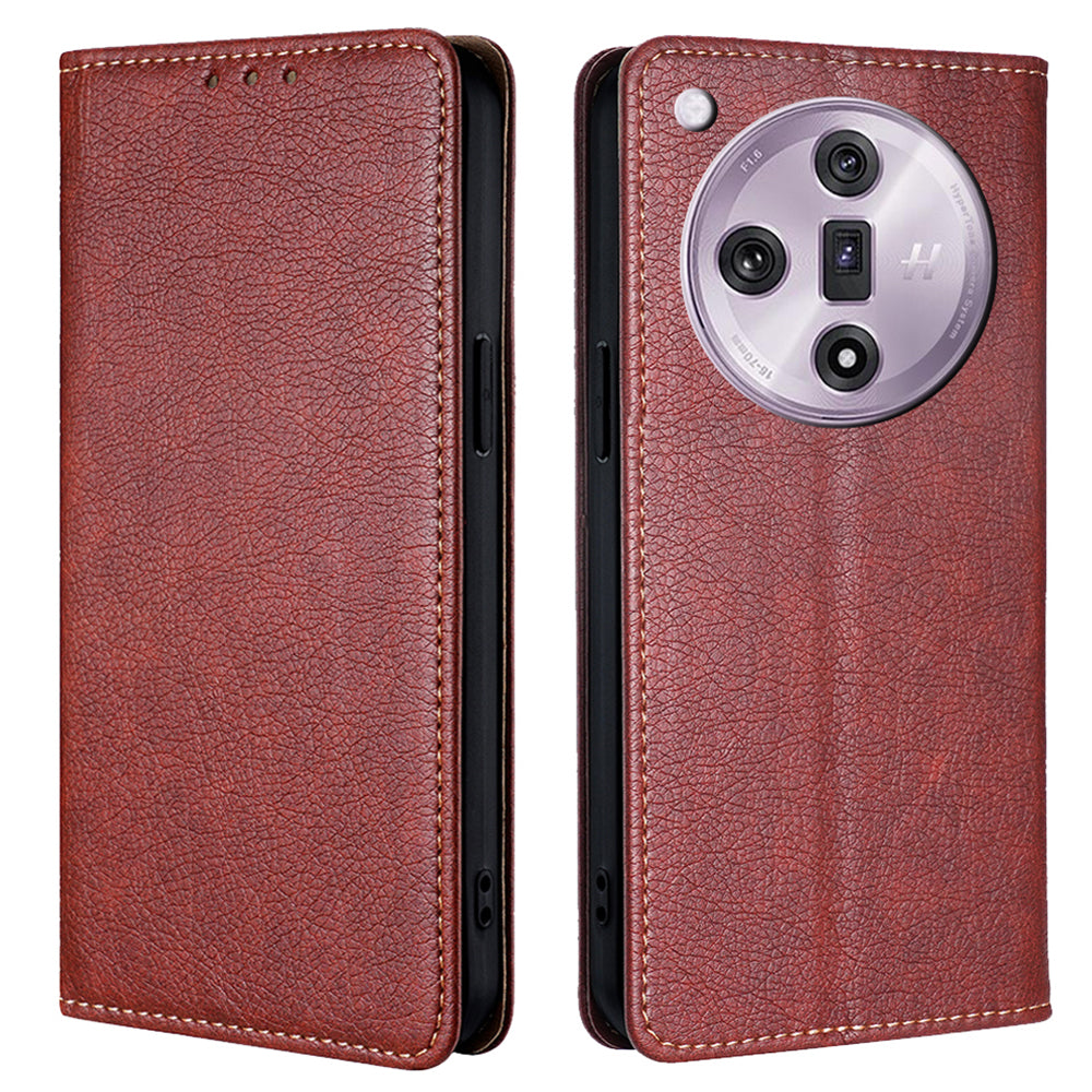 For Oppo Find X7 5G Leather Case Solid Color Magnetic Flip Phone Cover