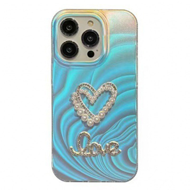 For iPhone 14 Pro Max Case Rhinestone Heart / Bowknot IMD Acrylic+TPU Phone Cover