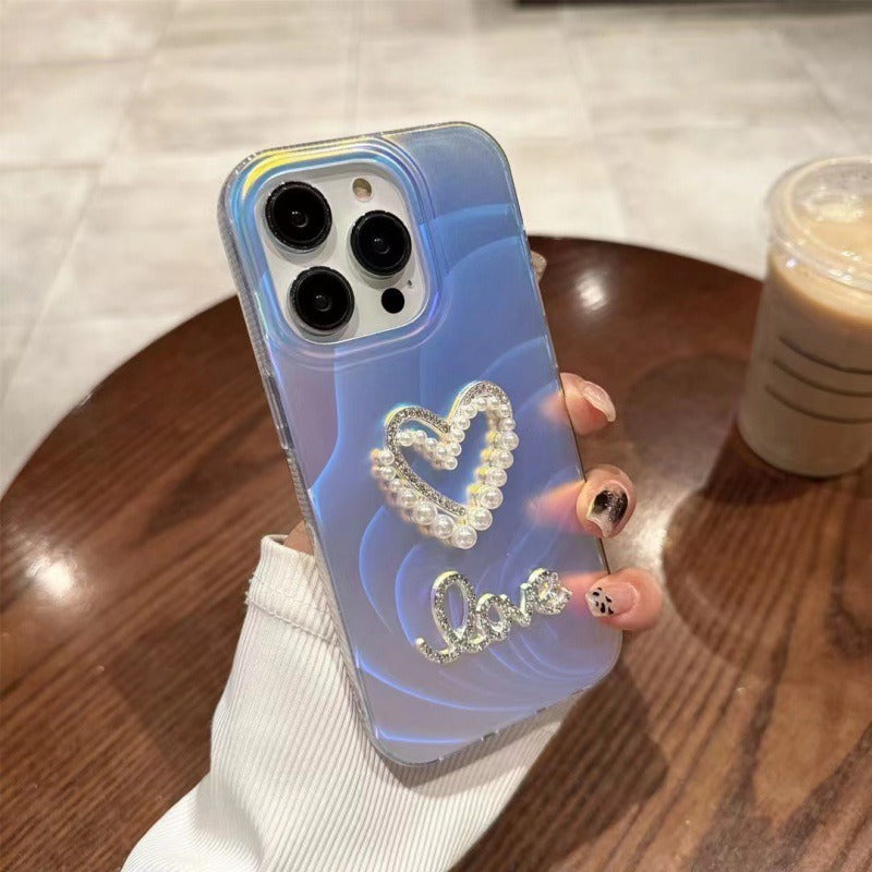 For iPhone 13 Pro Slim-Fit Acrylic+TPU Phone Cover IMD Case with Rhinestone Decor