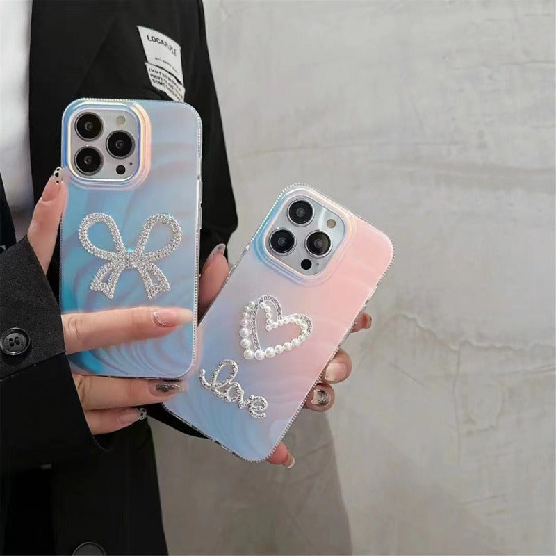 For iPhone 13 Pro Slim-Fit Acrylic+TPU Phone Cover IMD Case with Rhinestone Decor