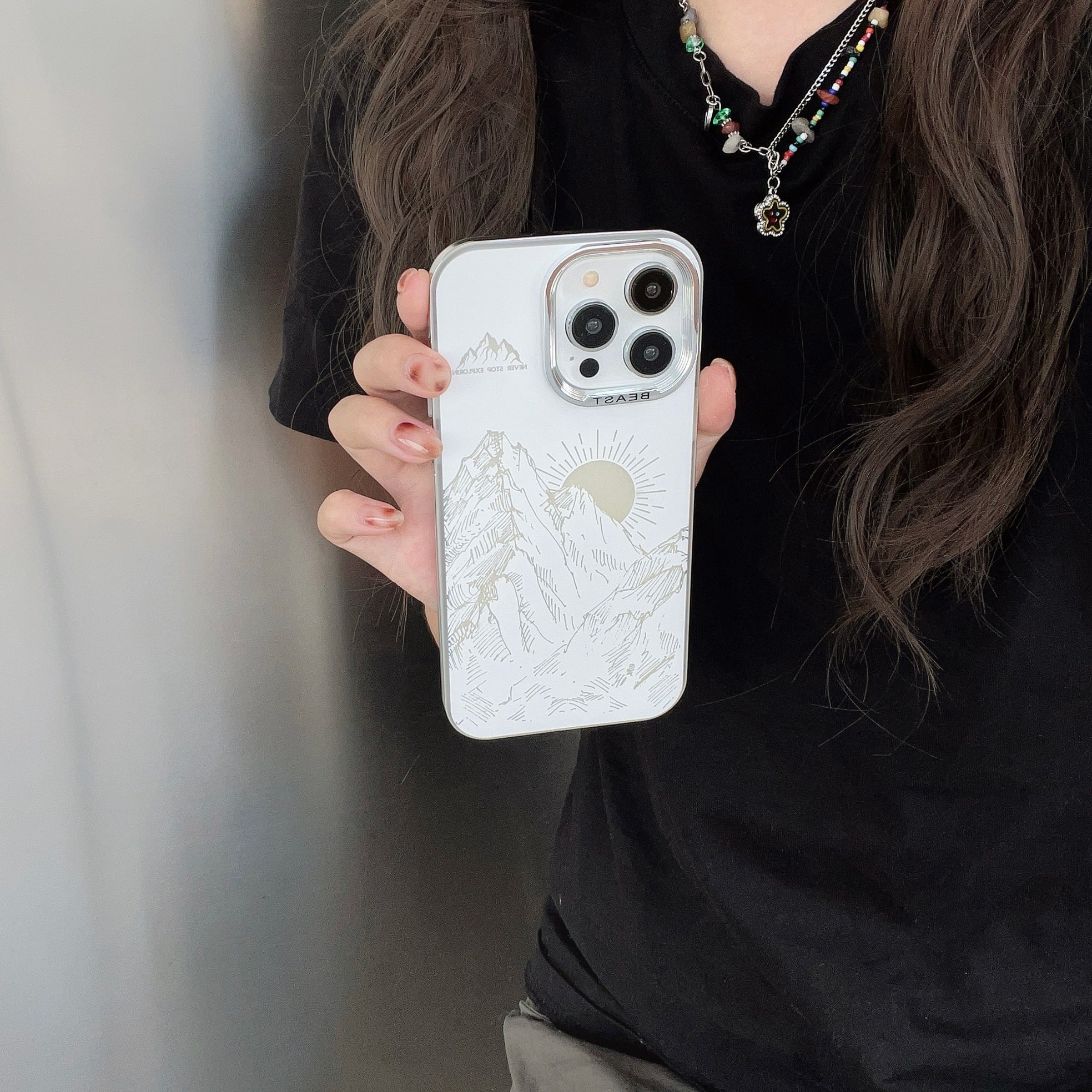 For iPhone 13 Pro 6.1 inch Case Aurora Electroplating Frame TPU+PC Phone Cover