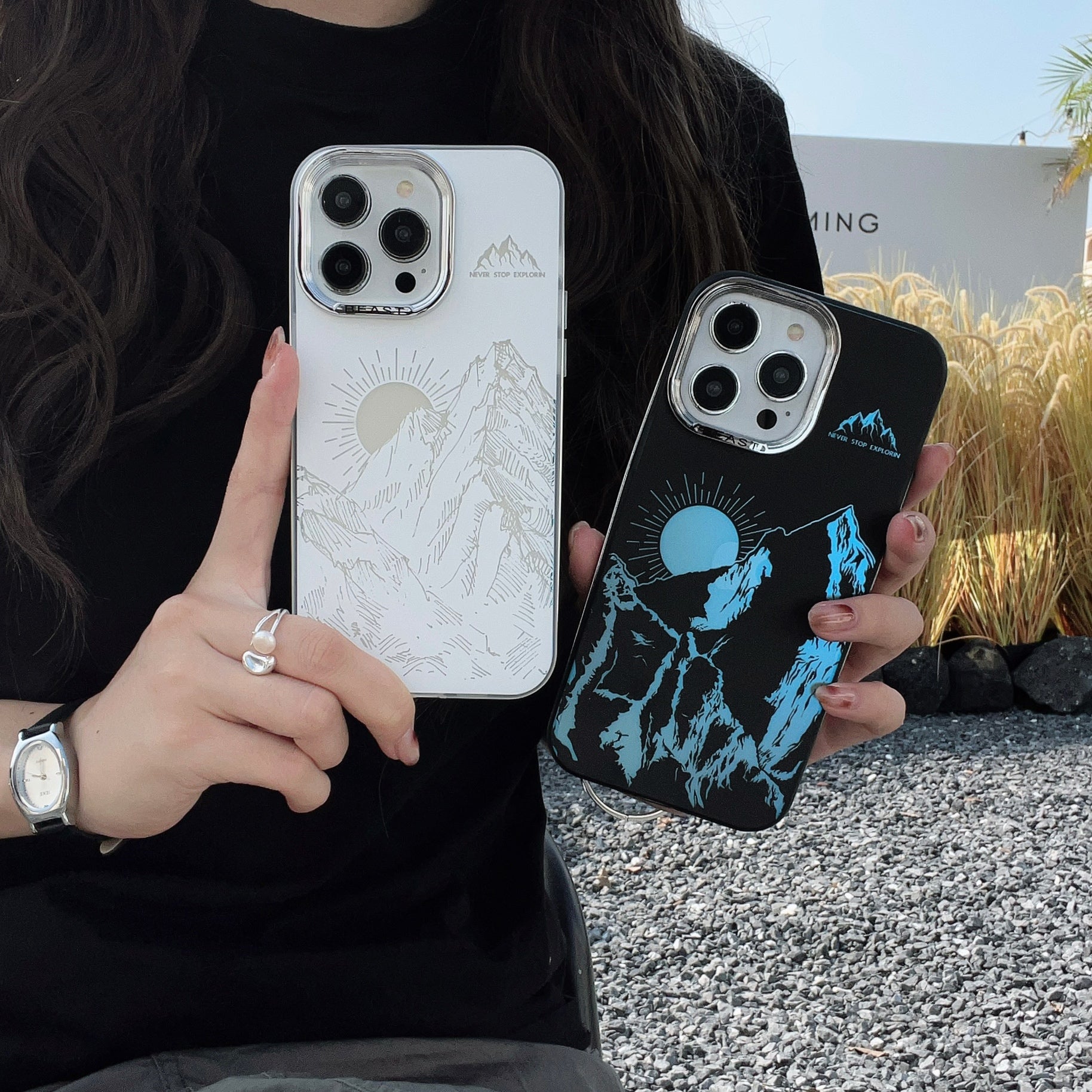 For iPhone 13 Pro 6.1 inch Case Aurora Electroplating Frame TPU+PC Phone Cover