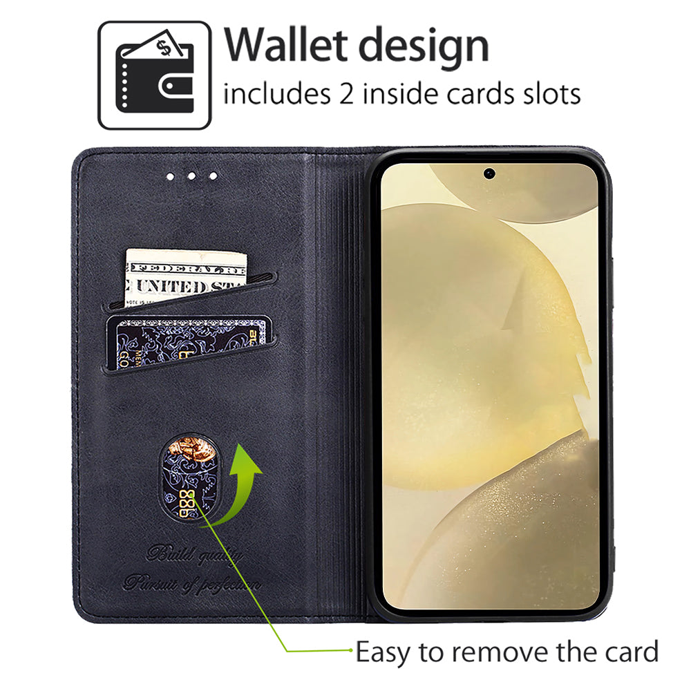 For Samsung Galaxy S24 Ultra Card Slots Phone Cover Cowhide Texture Phone Protective Case