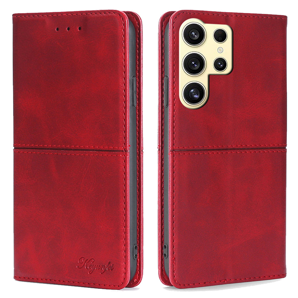 For Samsung Galaxy S24 Ultra Card Slots Phone Cover Cowhide Texture Phone Protective Case