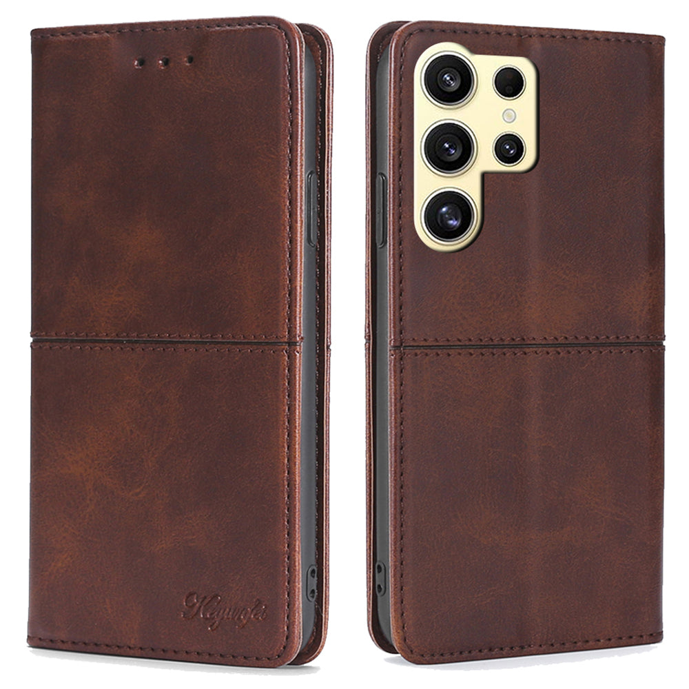 For Samsung Galaxy S24 Ultra Card Slots Phone Cover Cowhide Texture Phone Protective Case