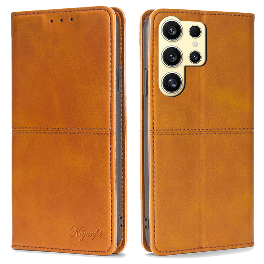 For Samsung Galaxy S24 Ultra Card Slots Phone Cover Cowhide Texture Phone Protective Case