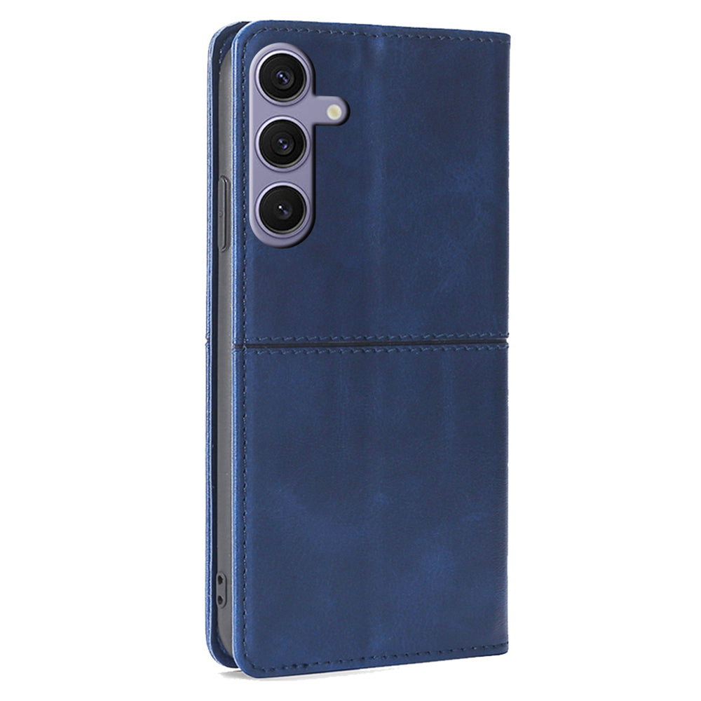 For Samsung Galaxy S24+ Case Cowhide Texture Stand Protective Cover with Card Slots