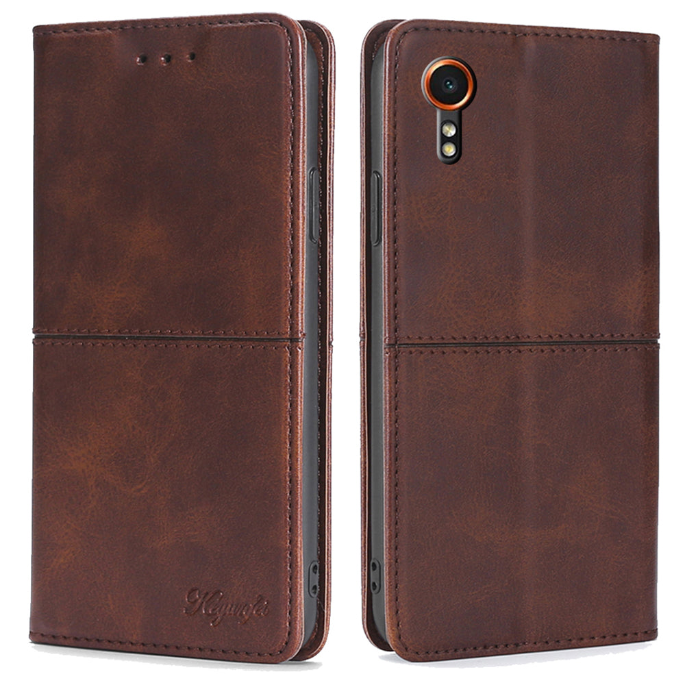 For Samsung Galaxy Xcover7 Case Card Slots Cowhide Texture Protective Phone Cover