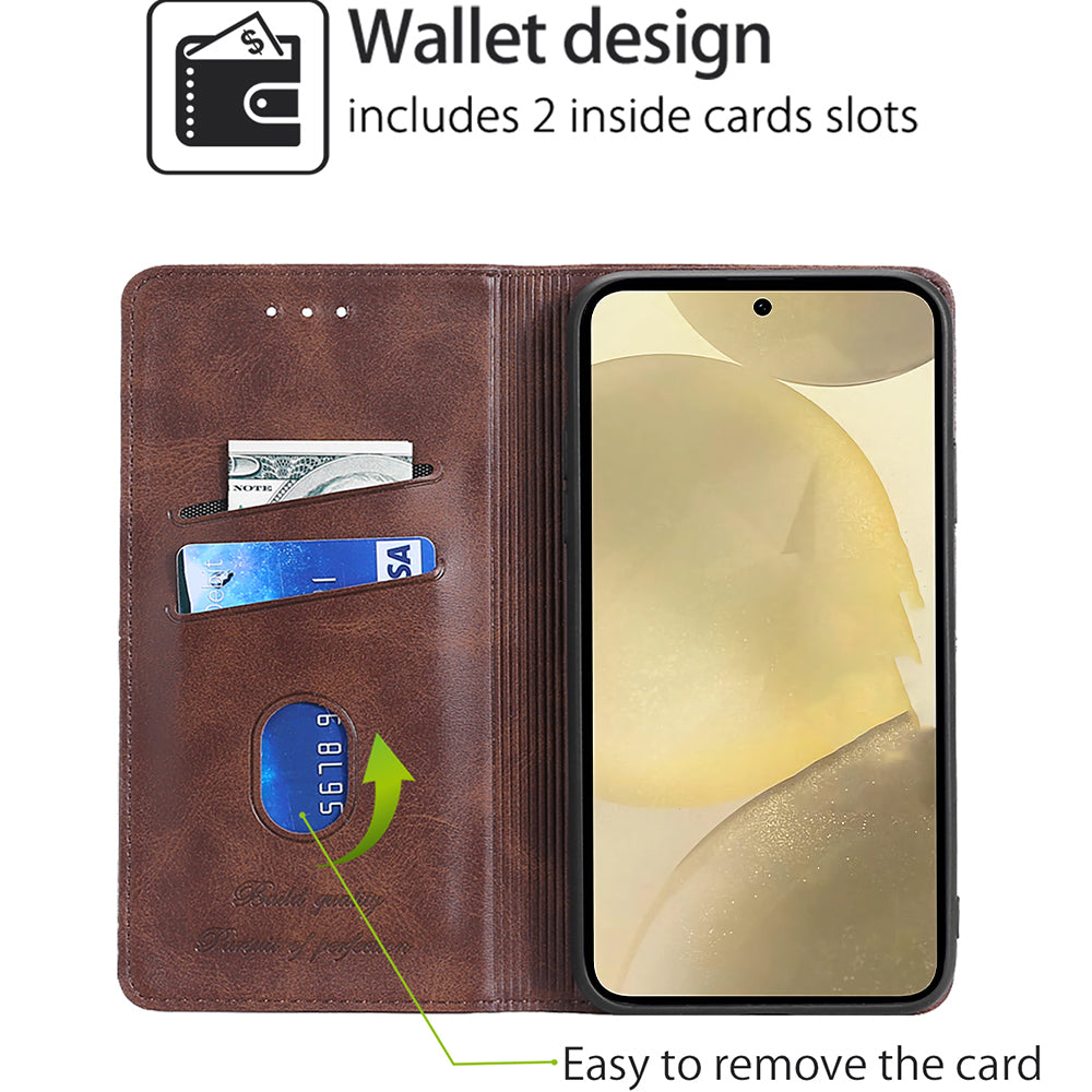 For Samsung Galaxy Xcover7 Case Card Slots Cowhide Texture Protective Phone Cover