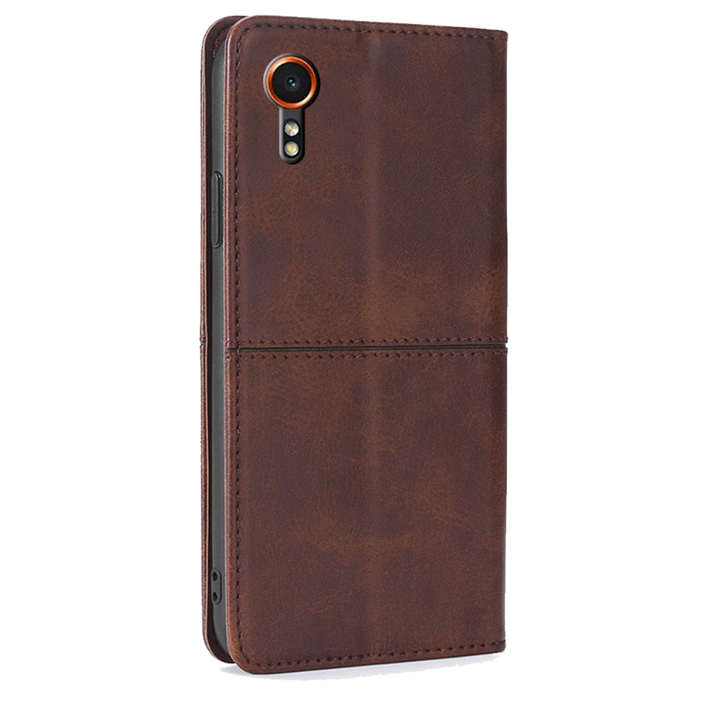 For Samsung Galaxy Xcover7 Case Card Slots Cowhide Texture Protective Phone Cover