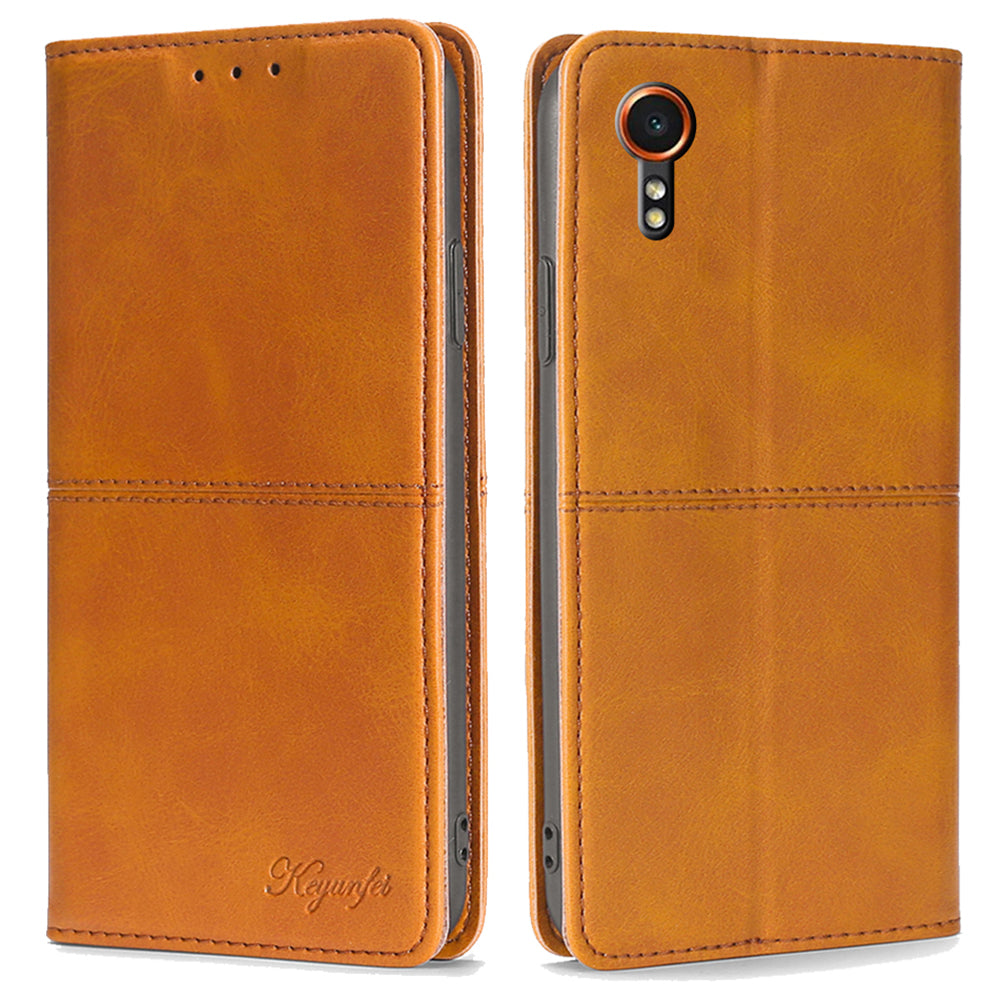 For Samsung Galaxy Xcover7 Case Card Slots Cowhide Texture Protective Phone Cover