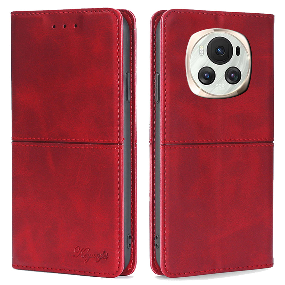 For Honor Magic6 5G Protective Phone Case Card Slots Cowhide Texture Cover