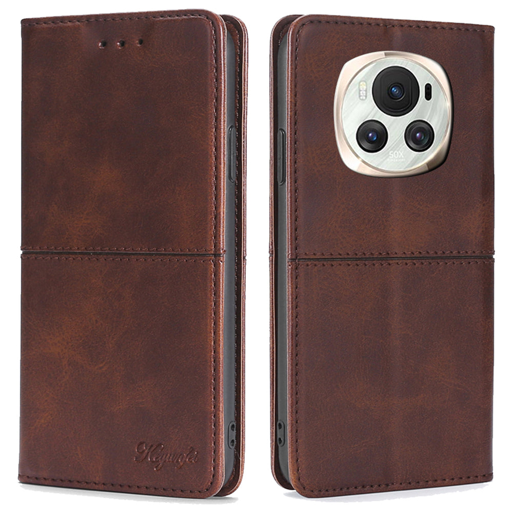 For Honor Magic6 5G Protective Phone Case Card Slots Cowhide Texture Cover