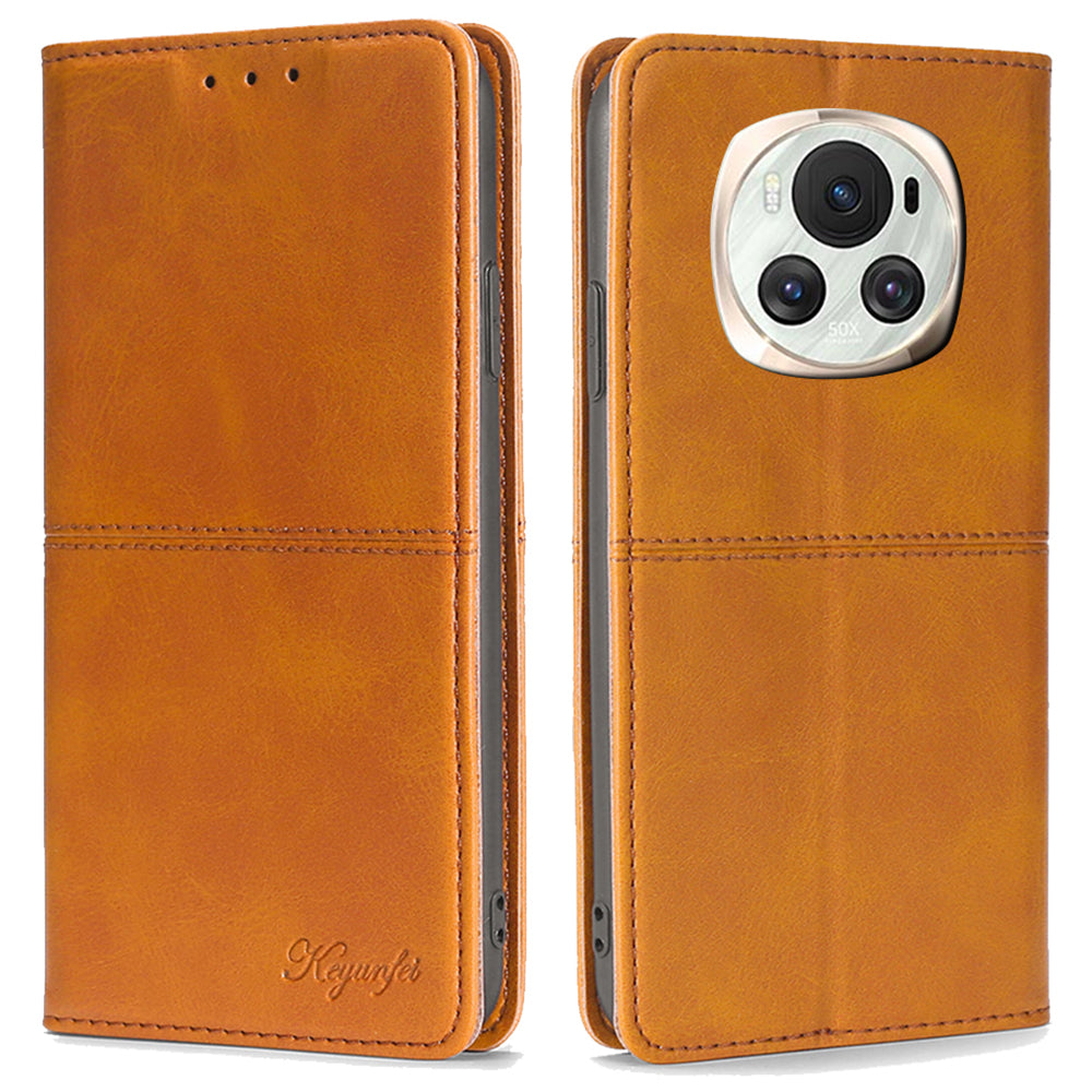 For Honor Magic6 5G Protective Phone Case Card Slots Cowhide Texture Cover