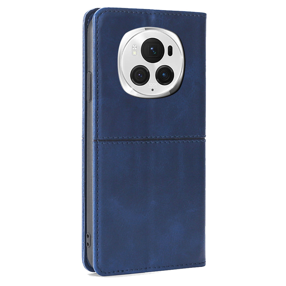 For Honor Magic6 Pro 5G Case Cowhide Texture Anti-Scratch Leather Phone Cover with Card Slots