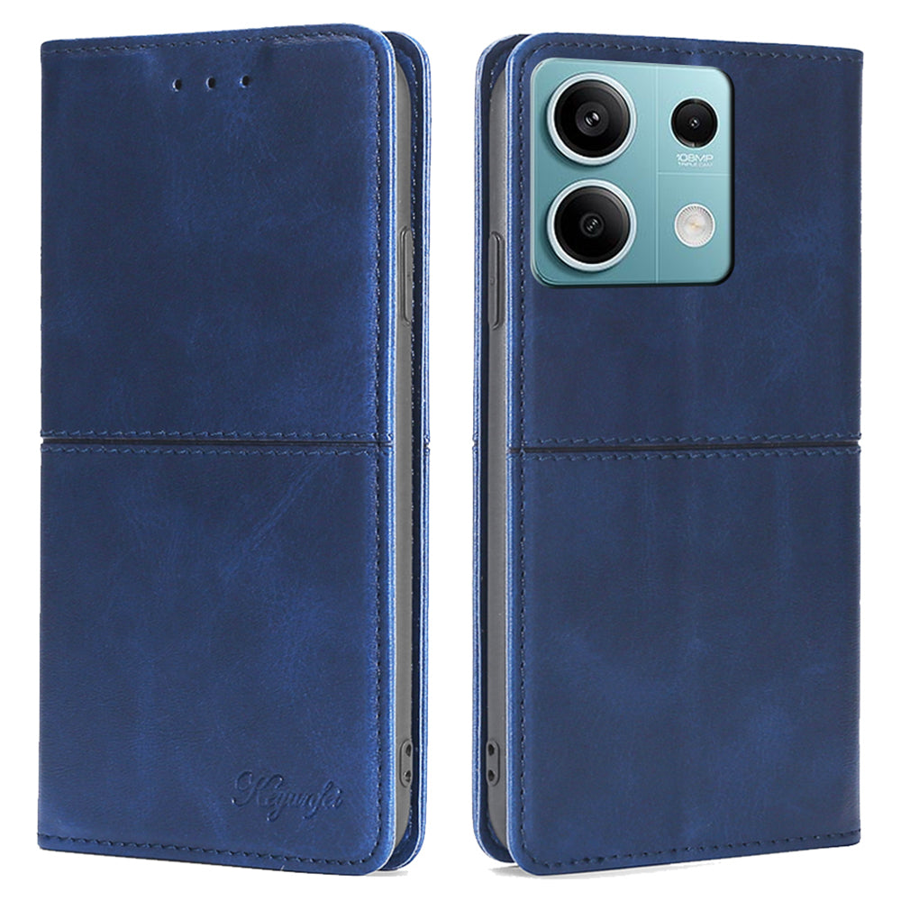 For Xiaomi Redmi Note 13 4G Protective Case Card Slots Cowhide Texture Leather Phone Cover