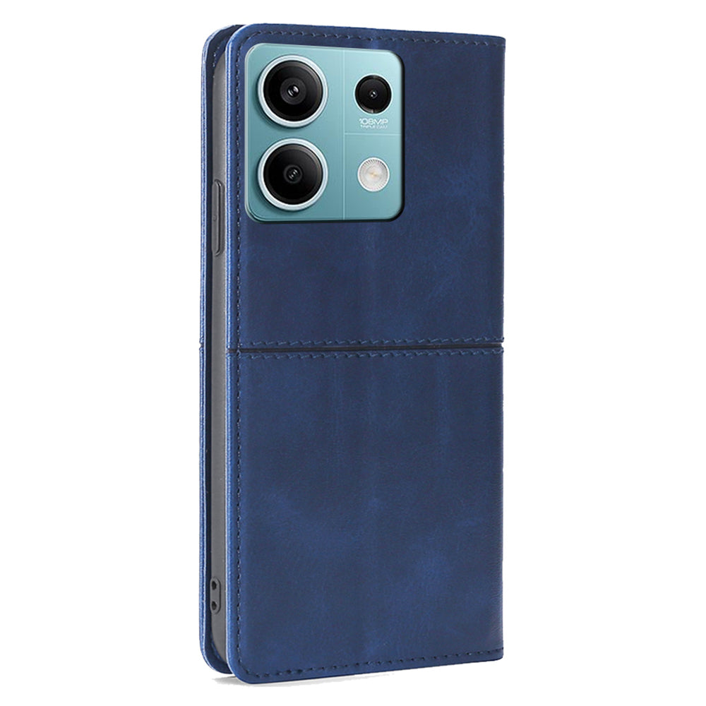 For Xiaomi Redmi Note 13 4G Protective Case Card Slots Cowhide Texture Leather Phone Cover