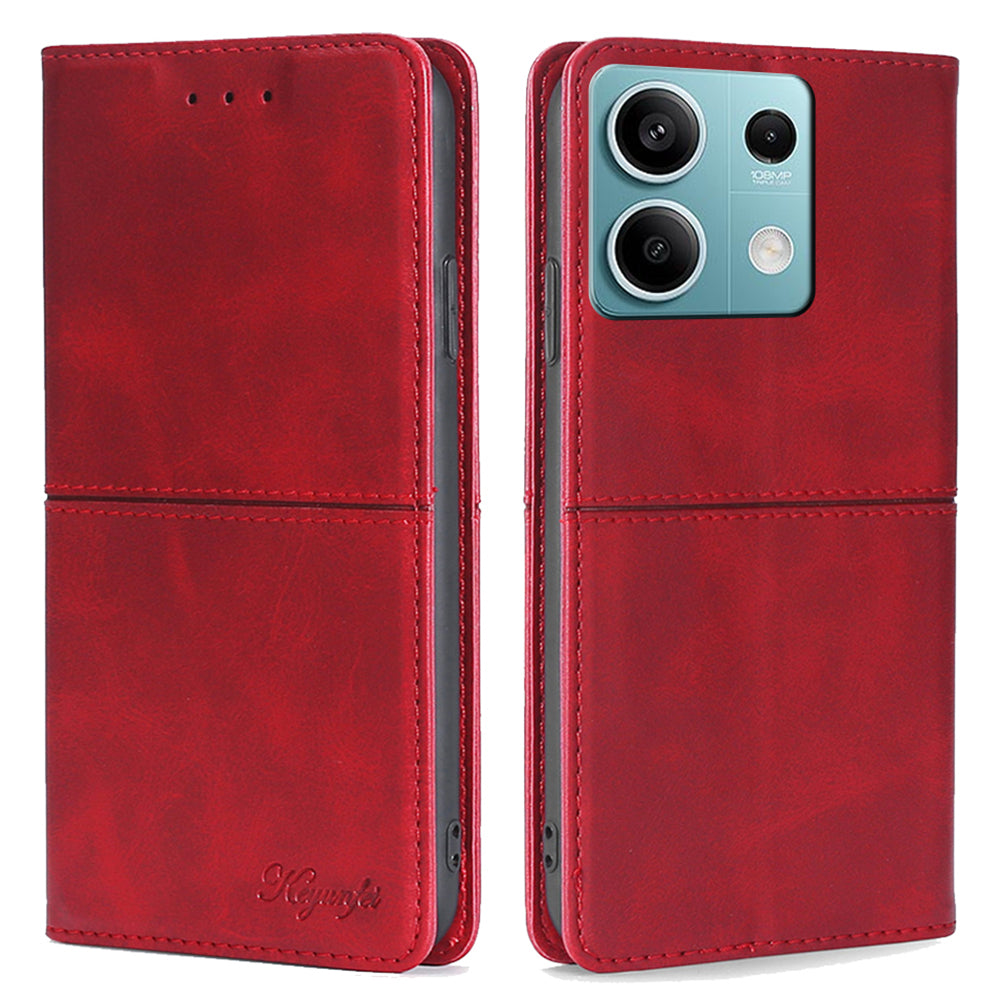For Xiaomi Redmi Note 13 4G Protective Case Card Slots Cowhide Texture Leather Phone Cover