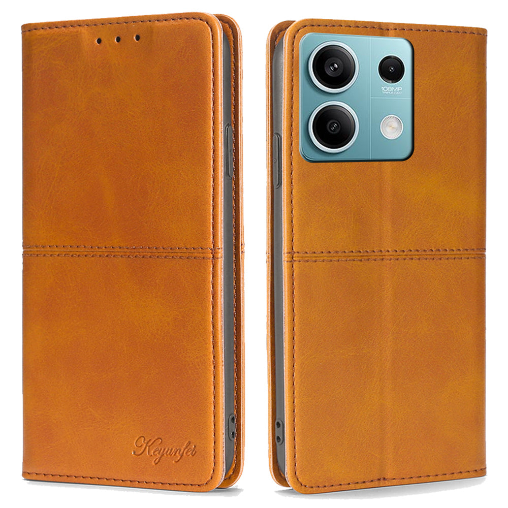 For Xiaomi Redmi Note 13 4G Protective Case Card Slots Cowhide Texture Leather Phone Cover