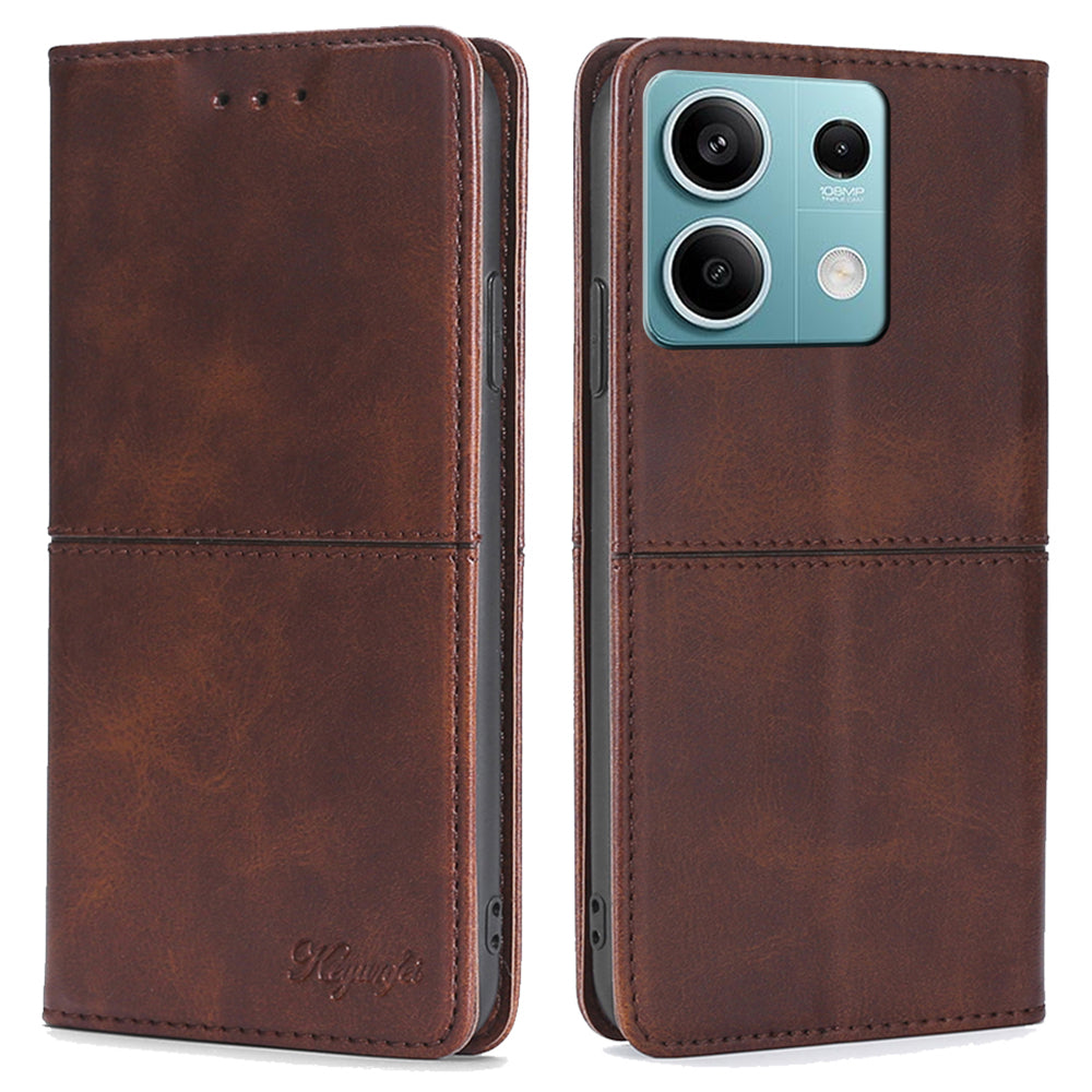For Xiaomi Redmi Note 13 4G Protective Case Card Slots Cowhide Texture Leather Phone Cover