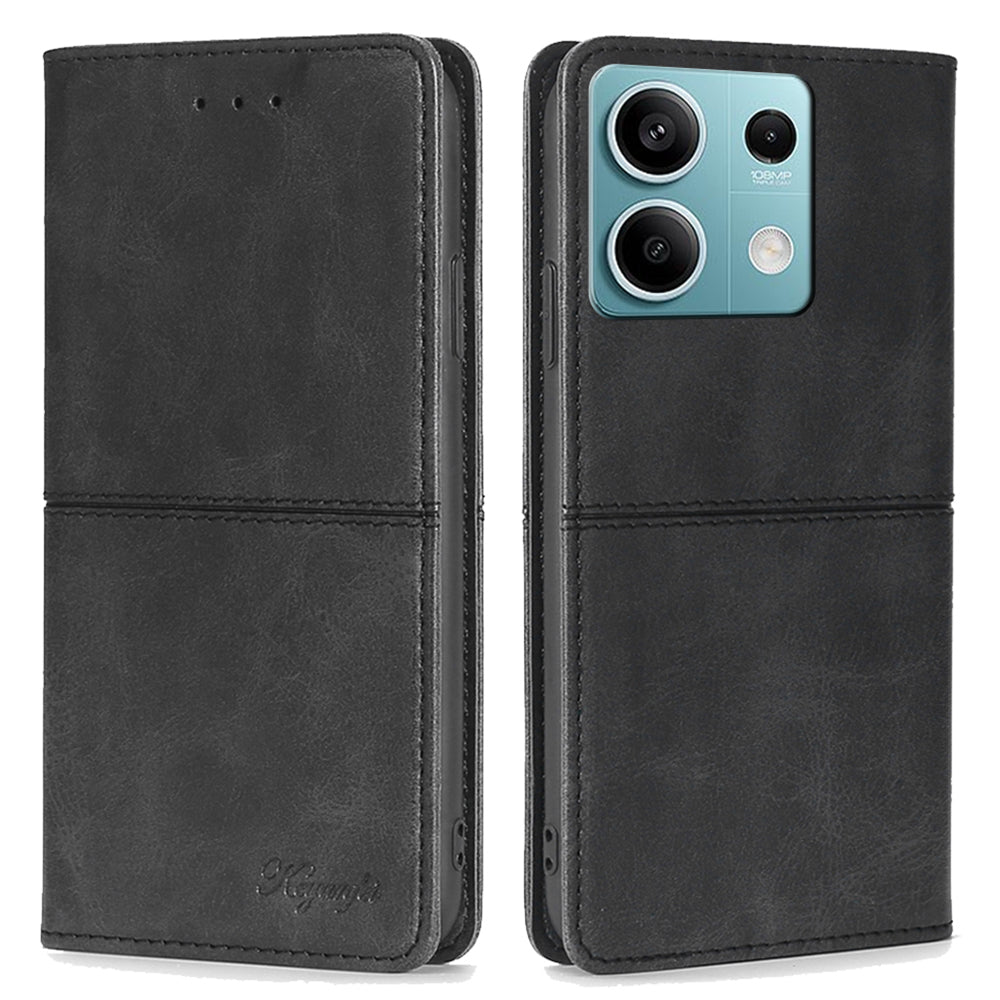 For Xiaomi Redmi Note 13 4G Protective Case Card Slots Cowhide Texture Leather Phone Cover