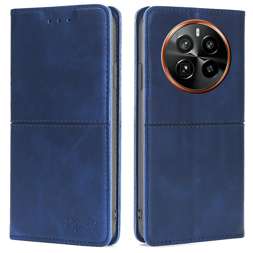 For Realme GT5 Pro 5G Magnetic Case Card Slots Cowhide Texture Phone Protective Cover