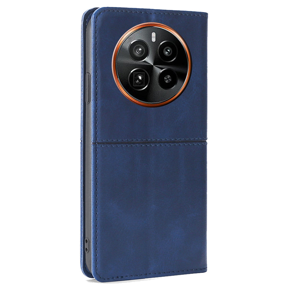 For Realme GT5 Pro 5G Magnetic Case Card Slots Cowhide Texture Phone Protective Cover
