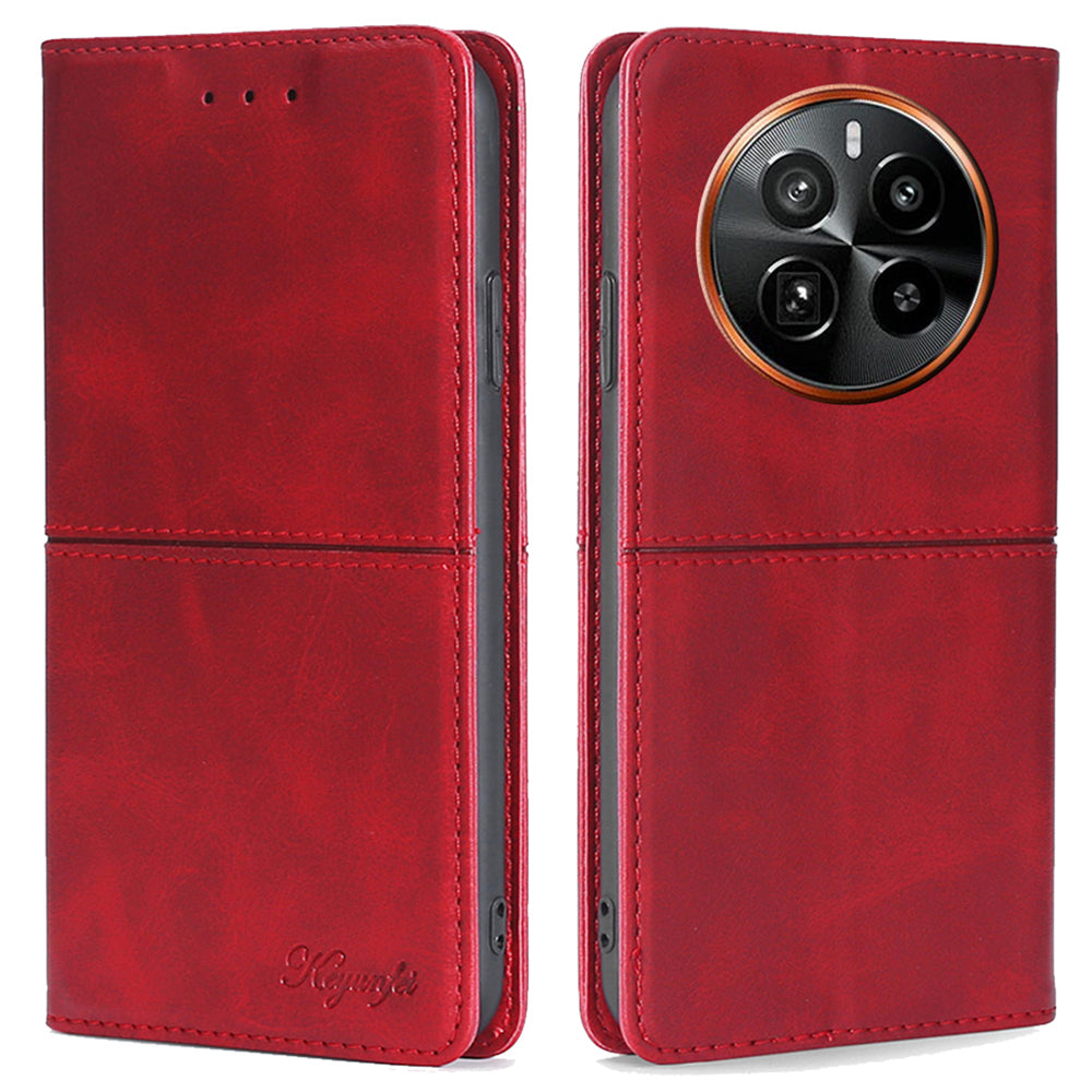 For Realme GT5 Pro 5G Magnetic Case Card Slots Cowhide Texture Phone Protective Cover