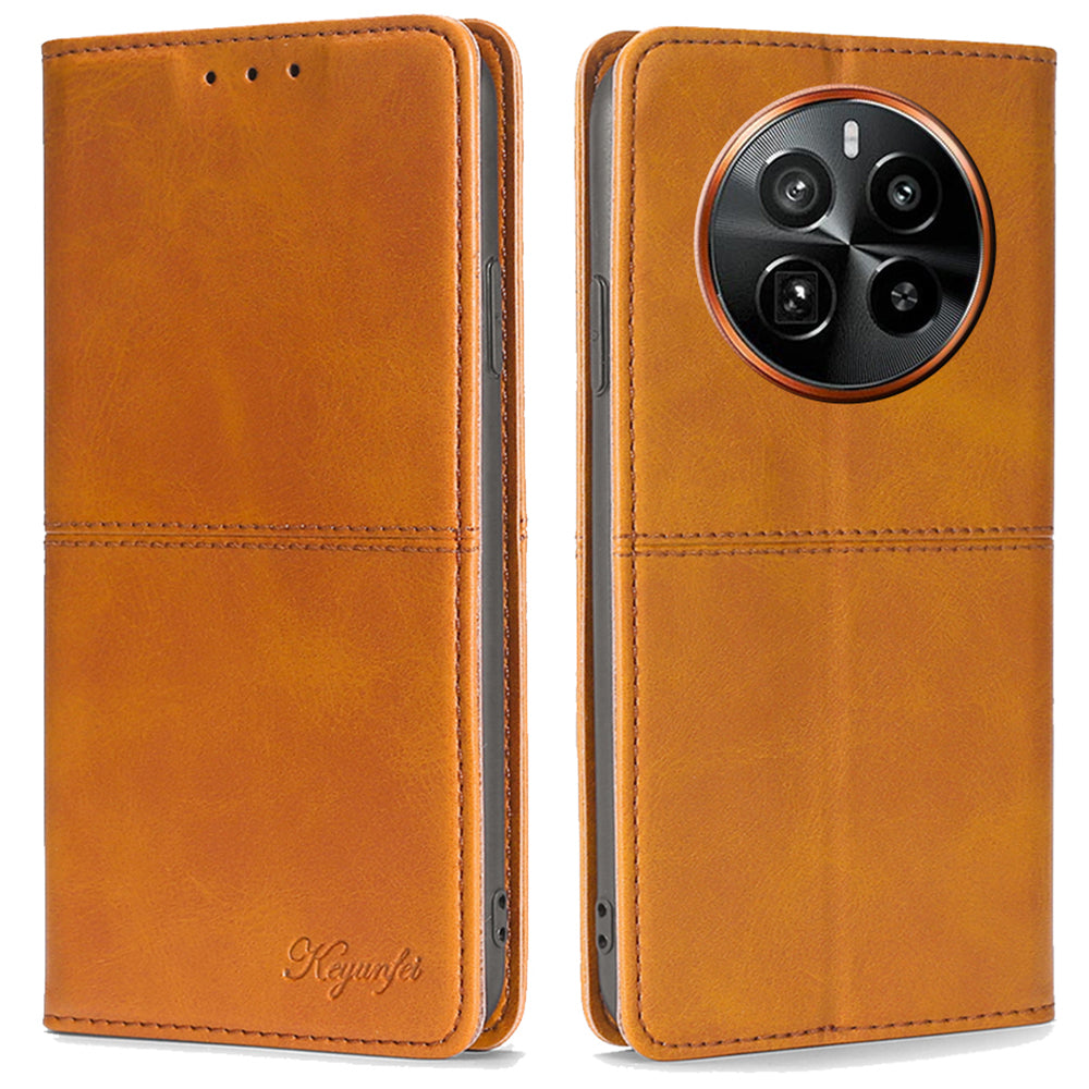 For Realme GT5 Pro 5G Magnetic Case Card Slots Cowhide Texture Phone Protective Cover