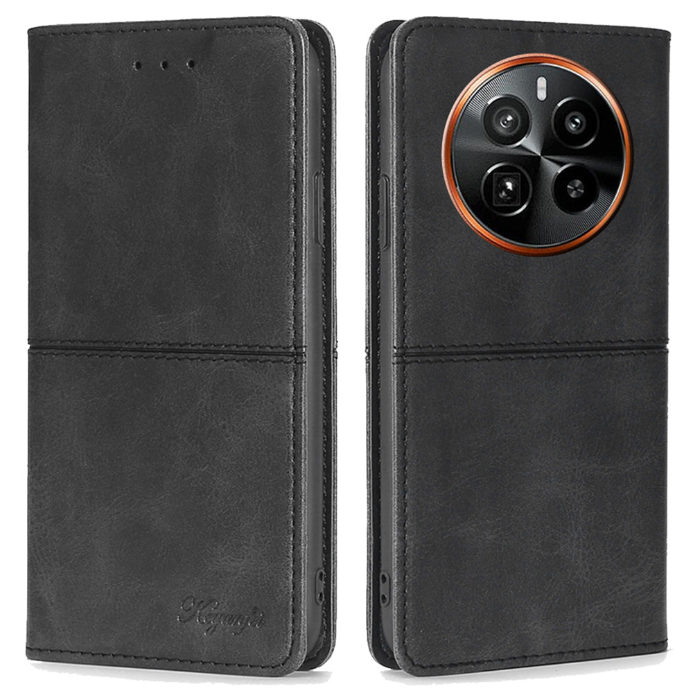 For Realme GT5 Pro 5G Magnetic Case Card Slots Cowhide Texture Phone Protective Cover