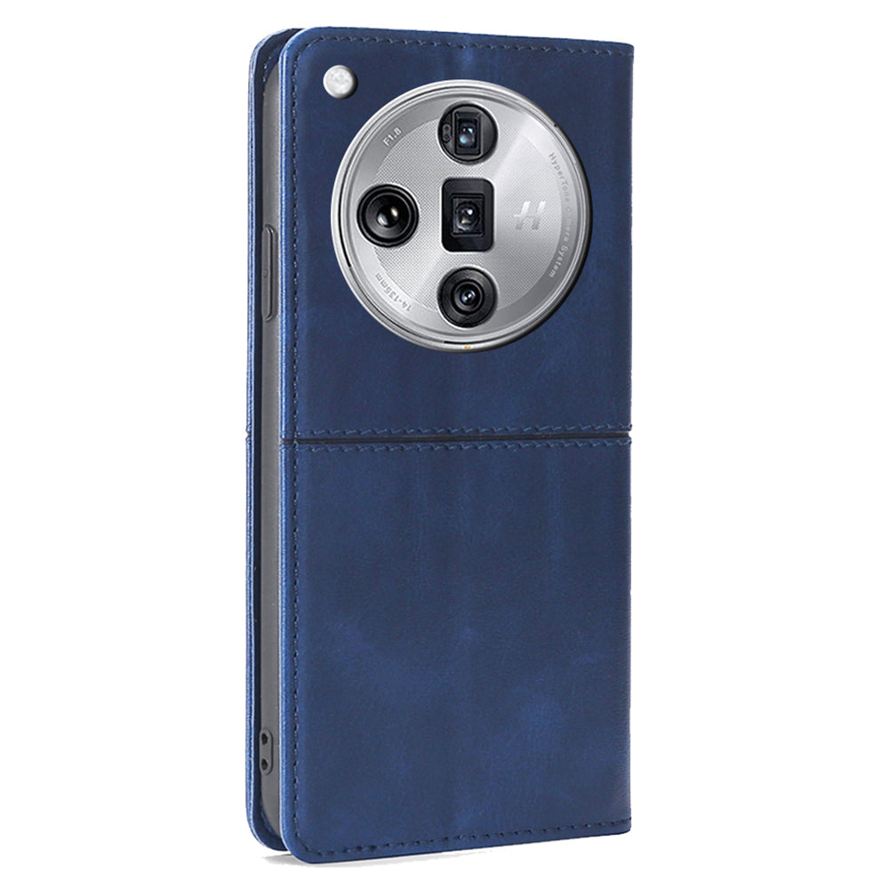 For Oppo Find X7 Ultra Leather Case Card Slots Cowhide Texture Magnetic Closing Phone Cover