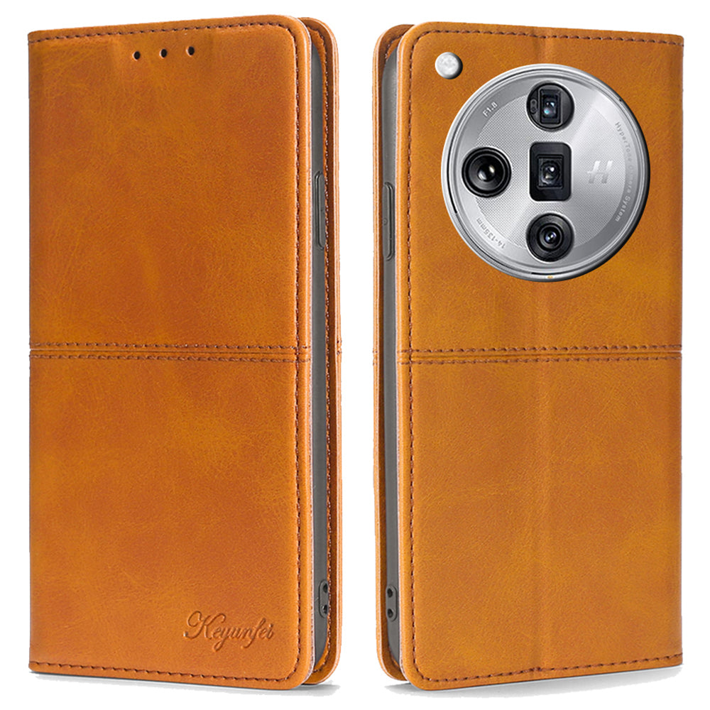For Oppo Find X7 Ultra Leather Case Card Slots Cowhide Texture Magnetic Closing Phone Cover