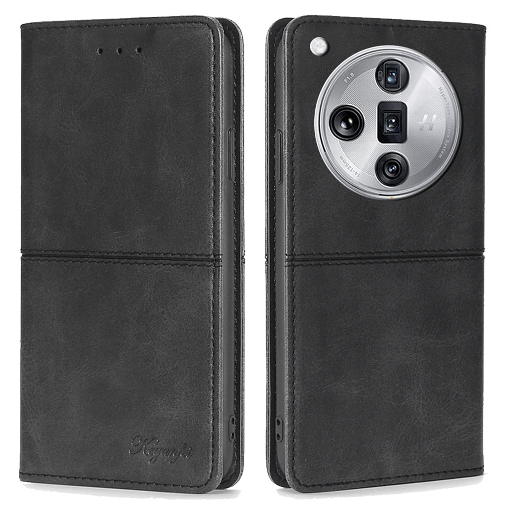 For Oppo Find X7 Ultra Leather Case Card Slots Cowhide Texture Magnetic Closing Phone Cover