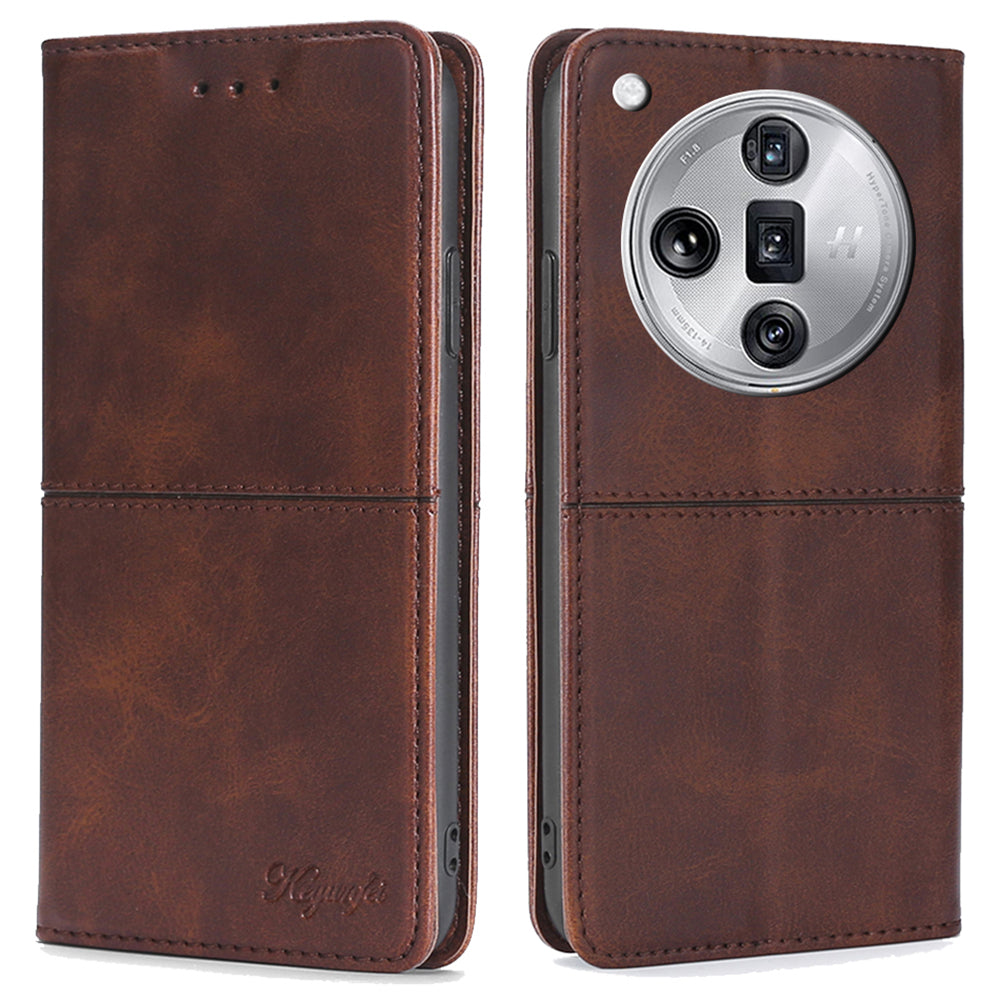 For Oppo Find X7 Ultra Leather Case Card Slots Cowhide Texture Magnetic Closing Phone Cover