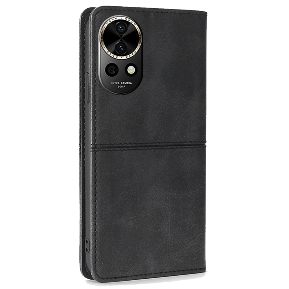 For Huawei nova 12 5G Phone Case Card Slots Cowhide Texture Leather Flip Cover