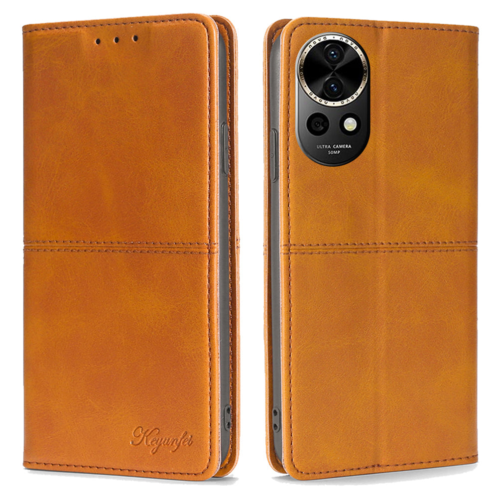 For Huawei nova 12 5G Phone Case Card Slots Cowhide Texture Leather Flip Cover