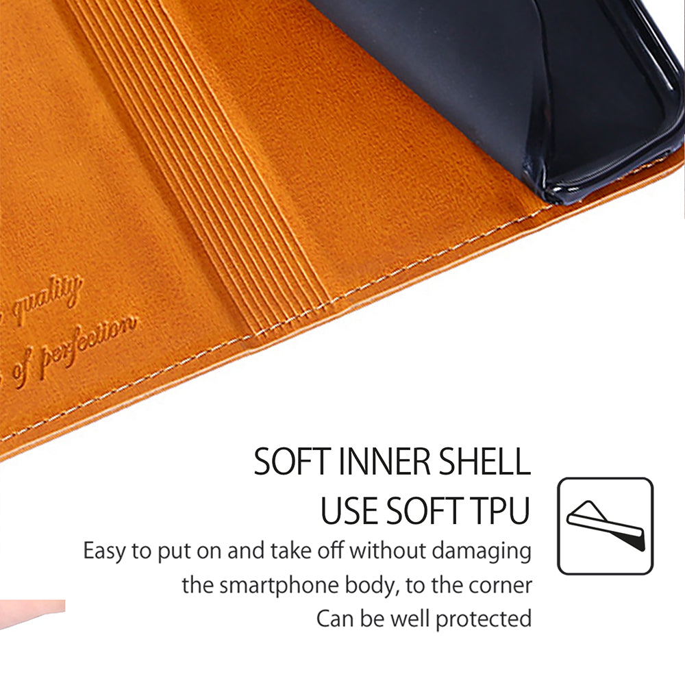 For Motorola Moto G Play (2024) 4G Leather Case Card Slots Cowhide Texture Smart Phone Cover