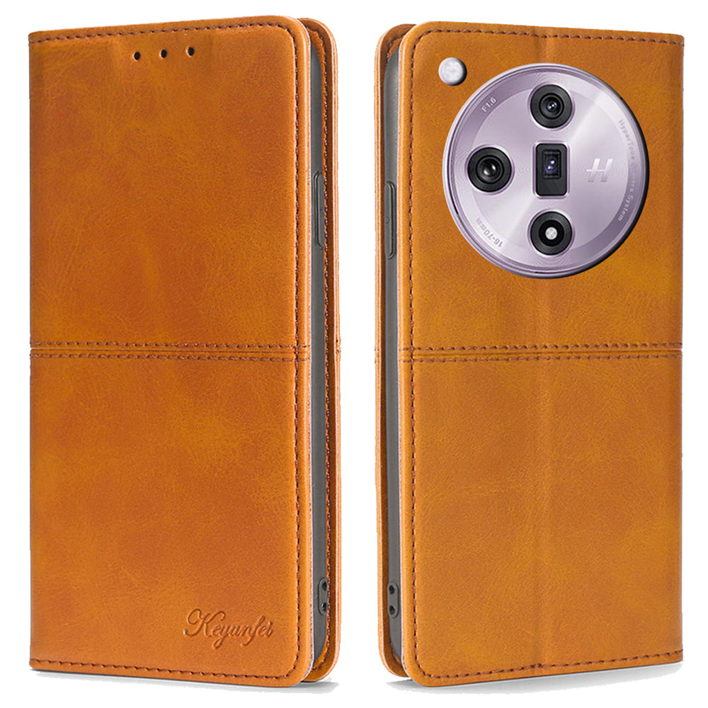 For Oppo Find X7 5G Shockproof Case Cowhide Texture Leather Phone Cover with Card Slots