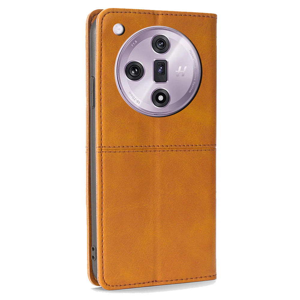 For Oppo Find X7 5G Shockproof Case Cowhide Texture Leather Phone Cover with Card Slots