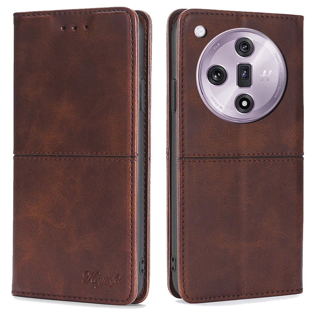 For Oppo Find X7 5G Shockproof Case Cowhide Texture Leather Phone Cover with Card Slots