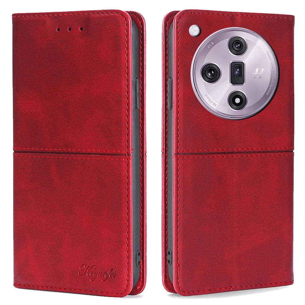 For Oppo Find X7 5G Shockproof Case Cowhide Texture Leather Phone Cover with Card Slots