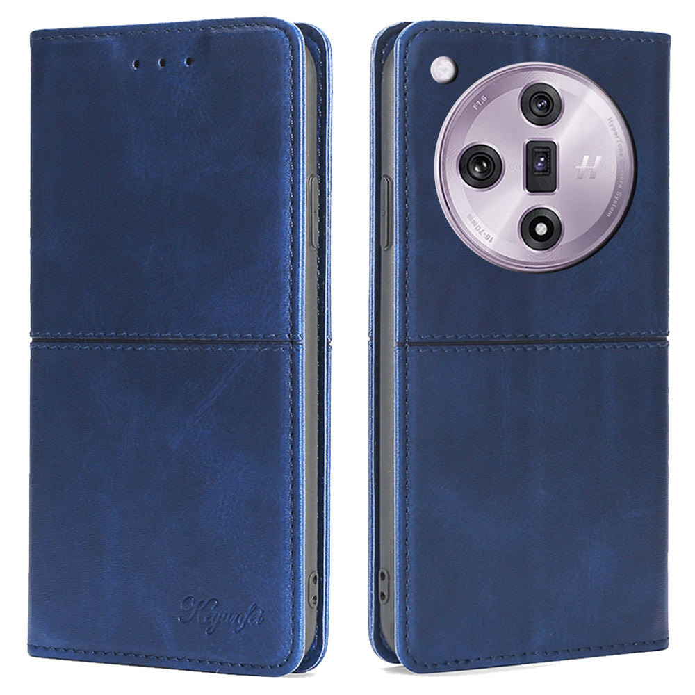 For Oppo Find X7 5G Shockproof Case Cowhide Texture Leather Phone Cover with Card Slots