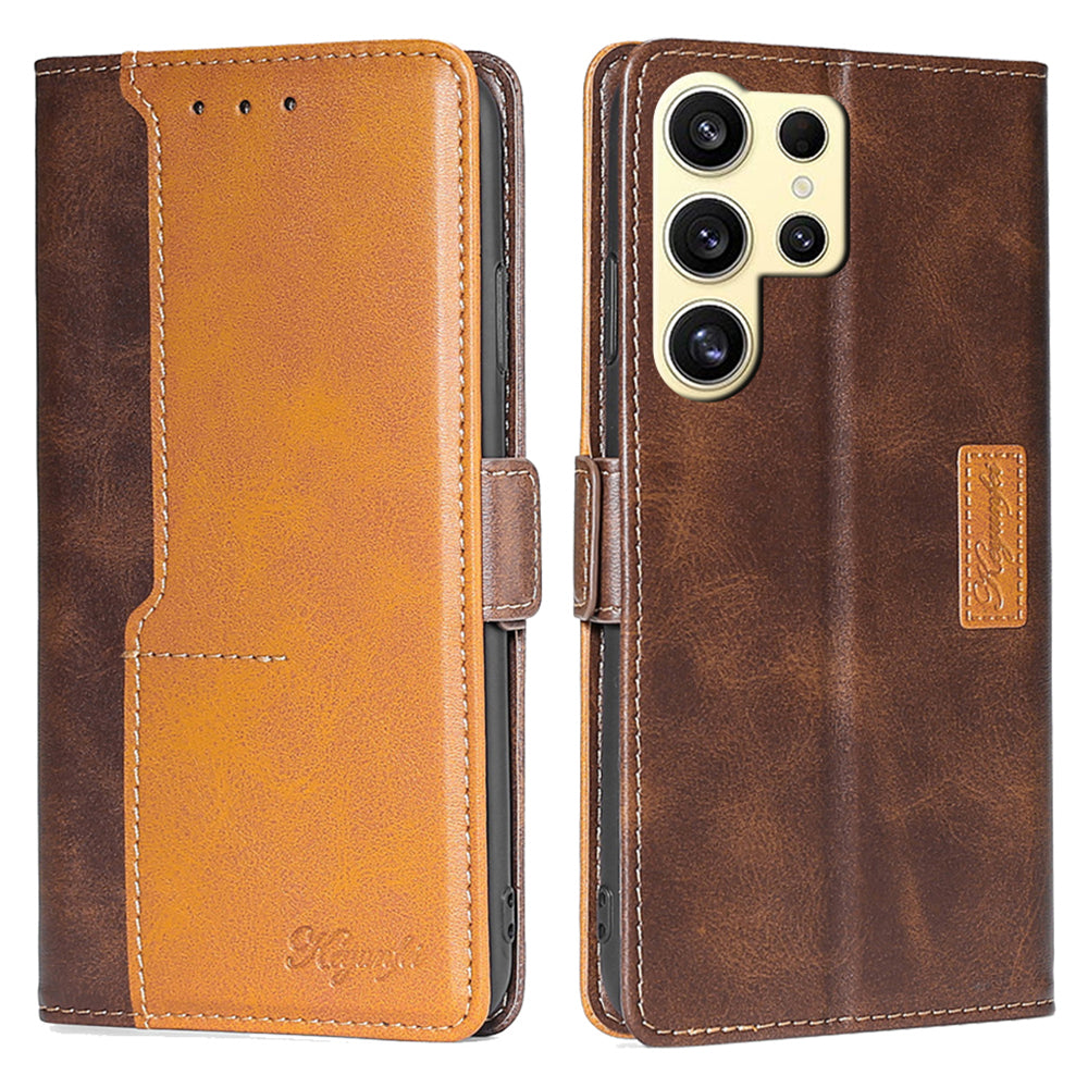 For Samsung Galaxy S24 Ultra Case Dual-color PU Leather Stand Wallet Phone Cover