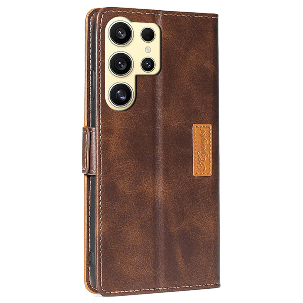 For Samsung Galaxy S24 Ultra Case Dual-color PU Leather Stand Wallet Phone Cover