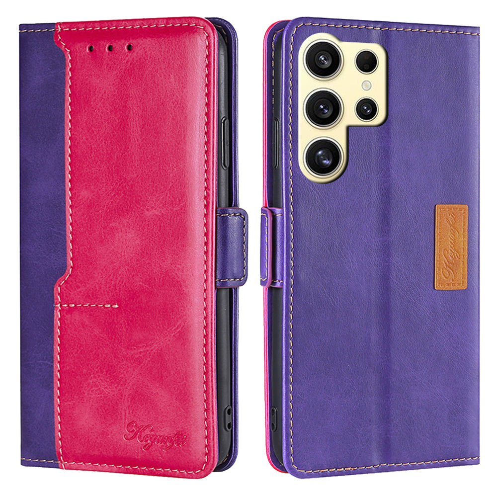 For Samsung Galaxy S24 Ultra Case Dual-color PU Leather Stand Wallet Phone Cover
