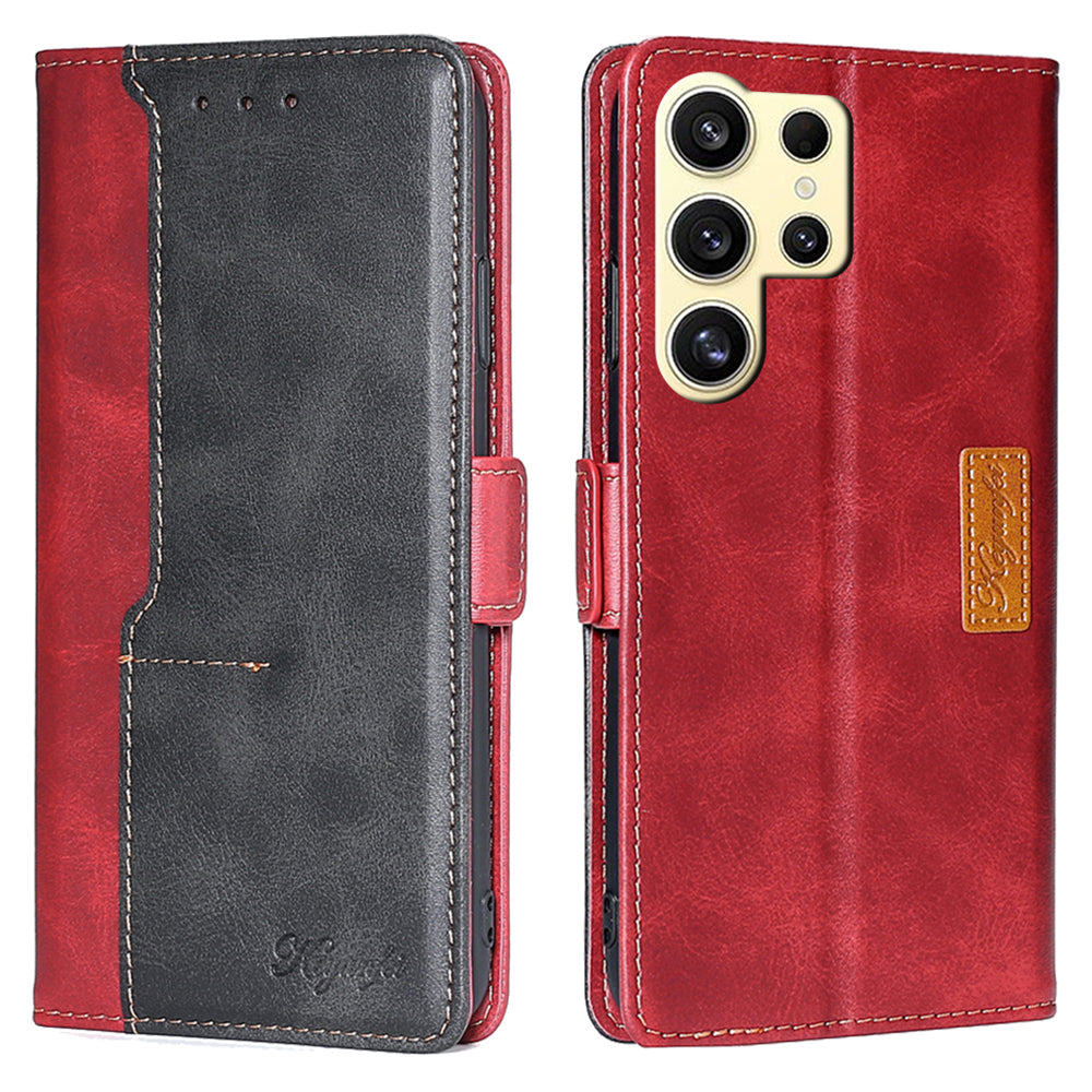 For Samsung Galaxy S24 Ultra Case Dual-color PU Leather Stand Wallet Phone Cover