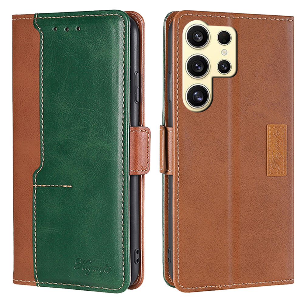 For Samsung Galaxy S24 Ultra Case Dual-color PU Leather Stand Wallet Phone Cover
