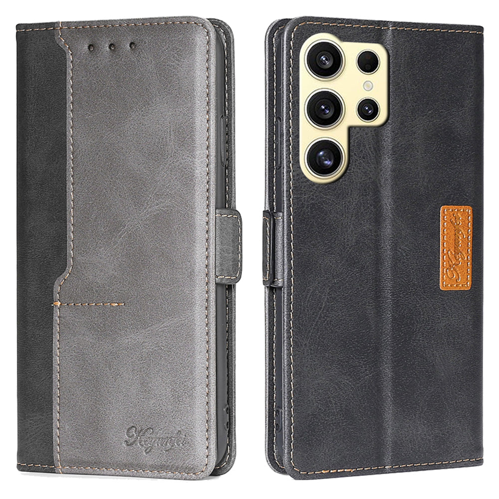 For Samsung Galaxy S24 Ultra Case Dual-color PU Leather Stand Wallet Phone Cover