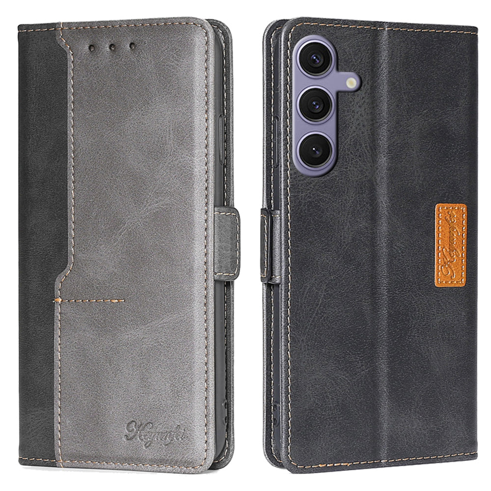 For Samsung Galaxy S24+ Case Dual Color Phone Leather Cover with Wallet Card Slots