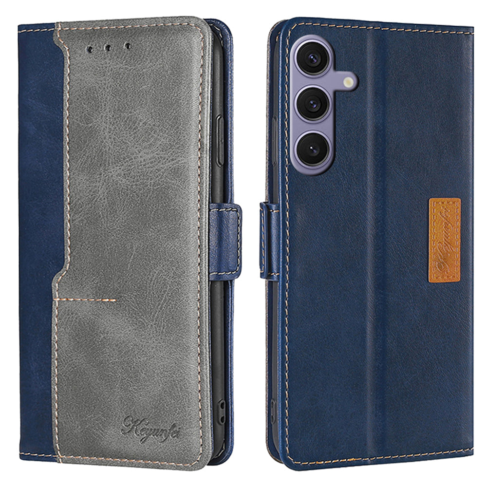 For Samsung Galaxy S24+ Case Dual Color Phone Leather Cover with Wallet Card Slots